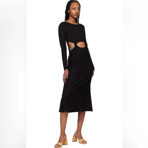 REFORMATION Via Knit Midi Dress NWT‎ Black size Medium - Picture 8 of 8